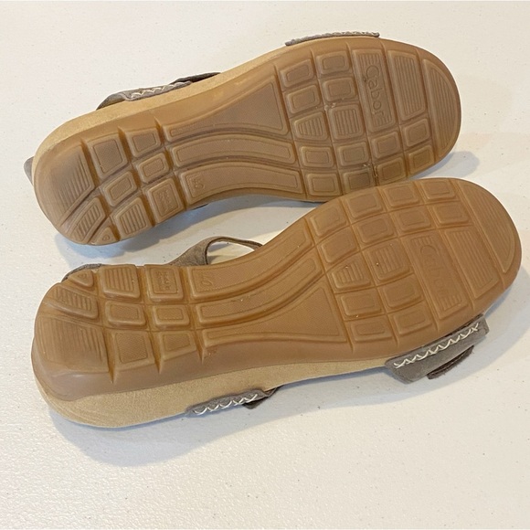 GABOR Taupe Jolly Strap Wedge Nubuck Sandals - Picture 9 of 9